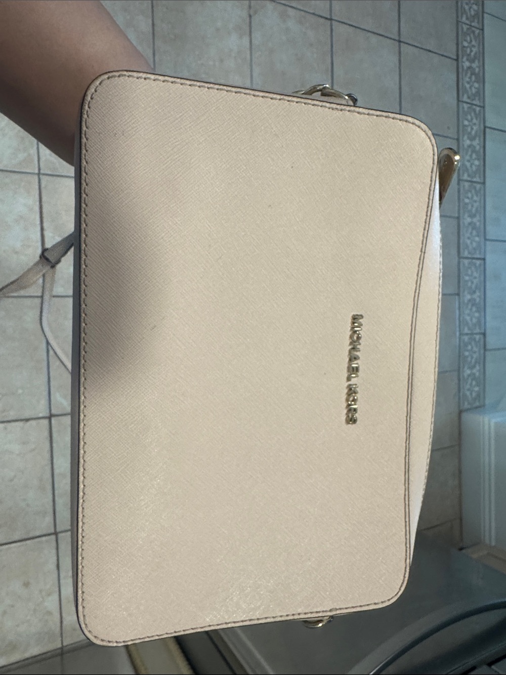 Michael Kors Saffiano Leather Crossbody Bag in Pale Pink